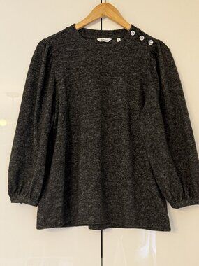 Reitmans Grey Sweater, with Jeweled Buttons